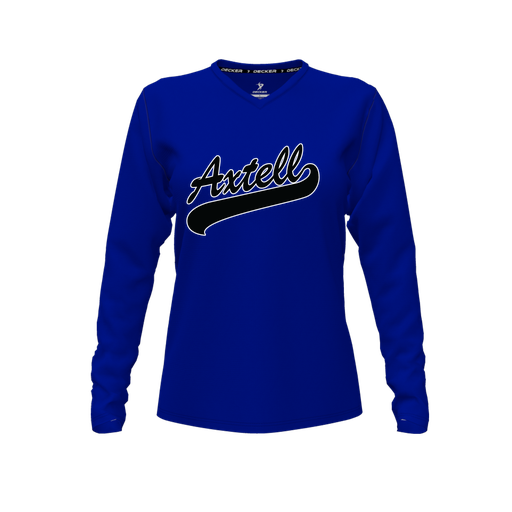 [FTLVCFRY-FYXS-LOGO1] Decker Comfort T-Shirt (Female Youth XS, Royal, V Neck, Logo 1, Long Sleeve)