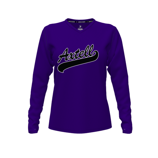[FTLVCFPP-FYXS-LOGO1] Decker Comfort T-Shirt (Female Youth XS, Purple, V Neck, Logo 1, Long Sleeve)