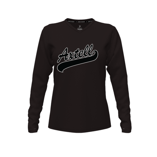 [FTLVPTBK-FYXS-LOGO1] Decker Performance T-Shirt (Female Youth XS, Black, V Neck, Logo 1, Long Sleeve)